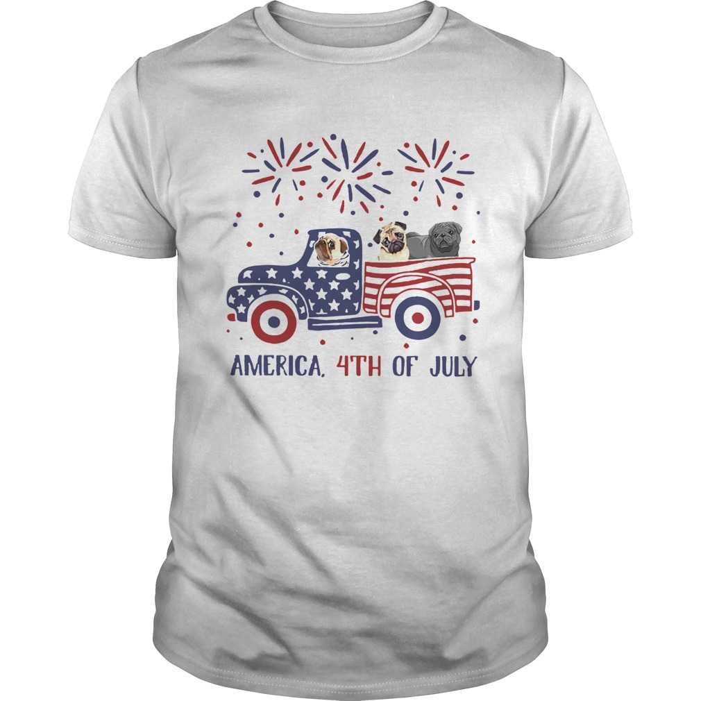 Pug Car America 4th Of July shirt