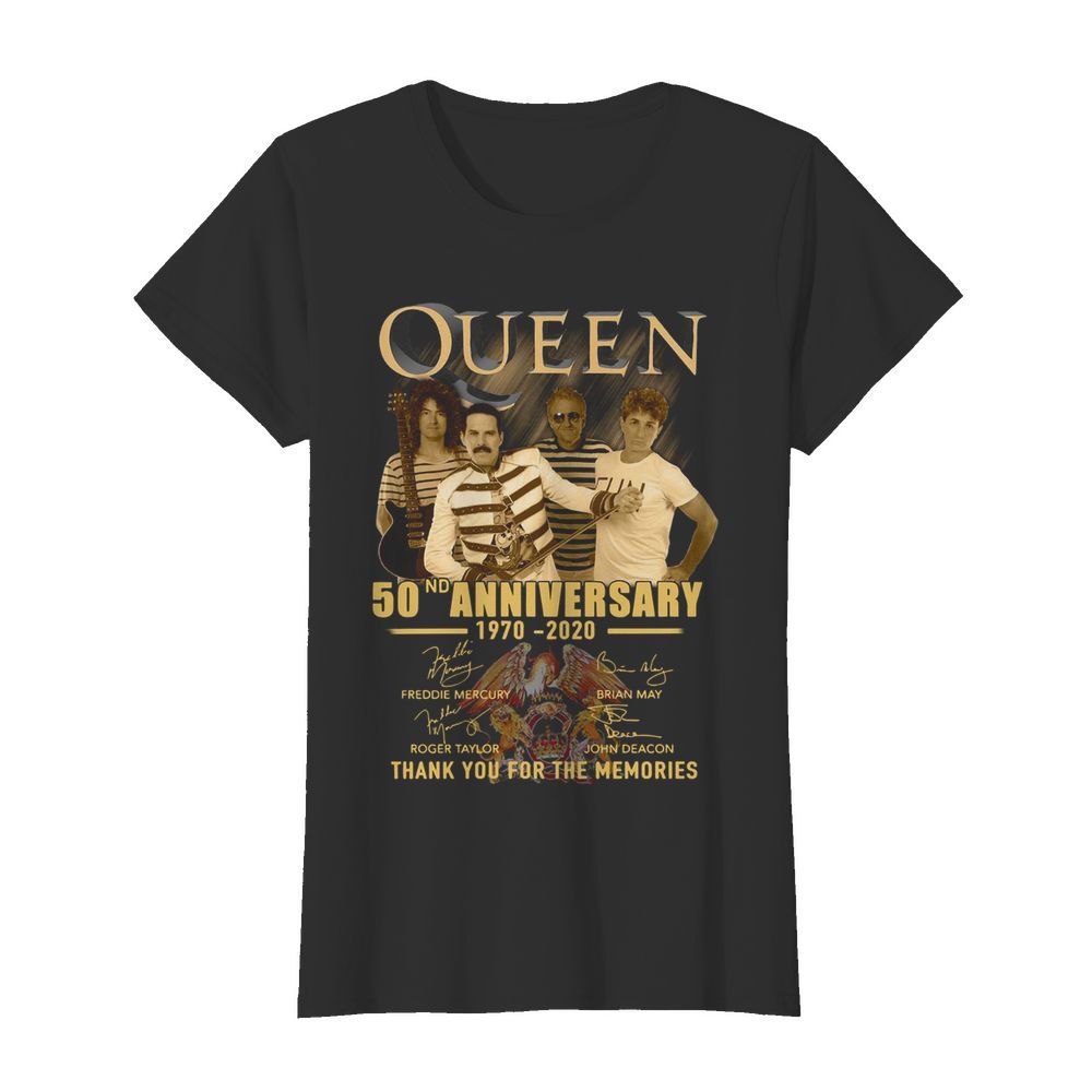 Queen 50nd Anniversary 1970 2020 Thank You For The Memories Signatures  Classic Women's T-shirt