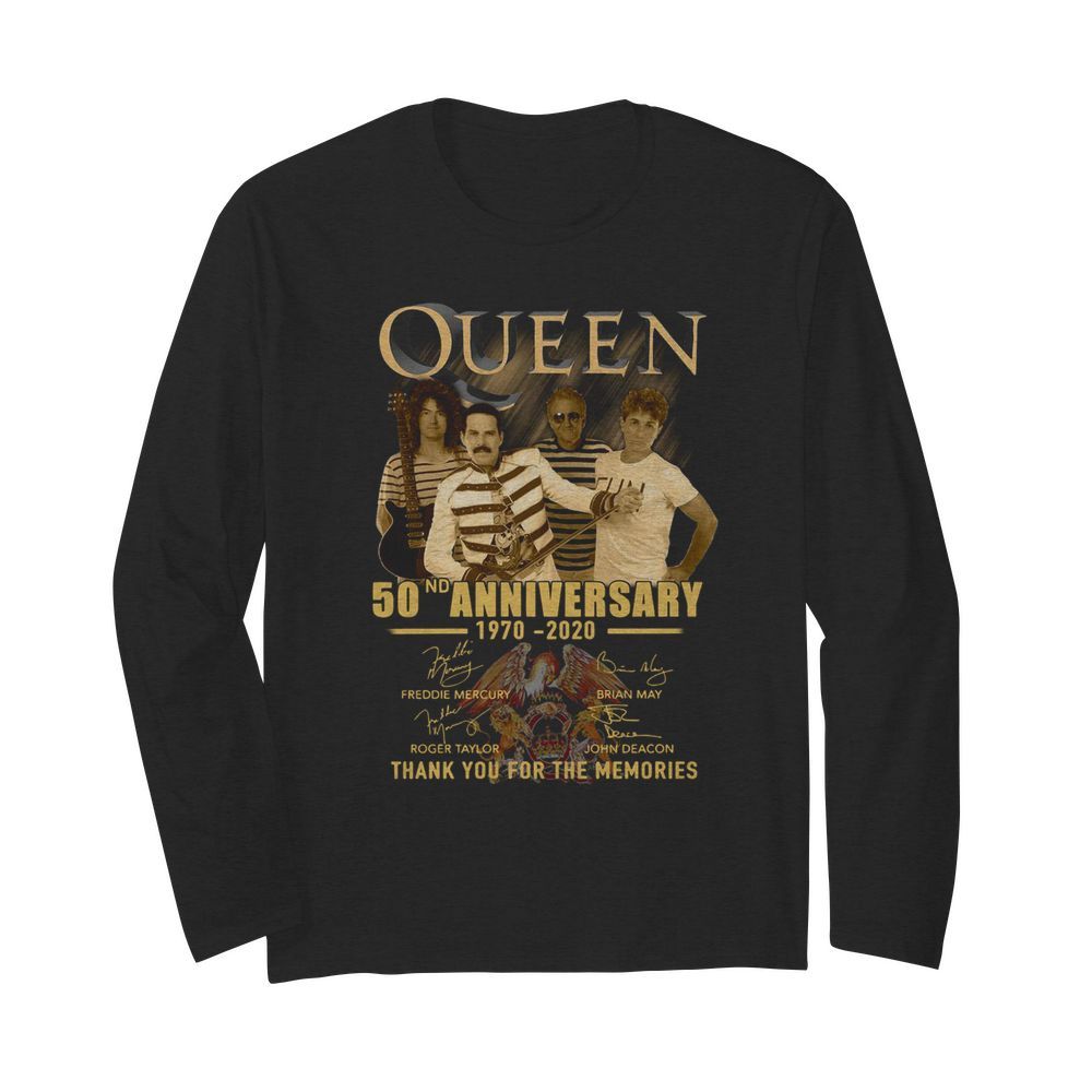 Queen 50nd Anniversary 1970 2020 Thank You For The Memories Signatures  Long Sleeved T-shirt 