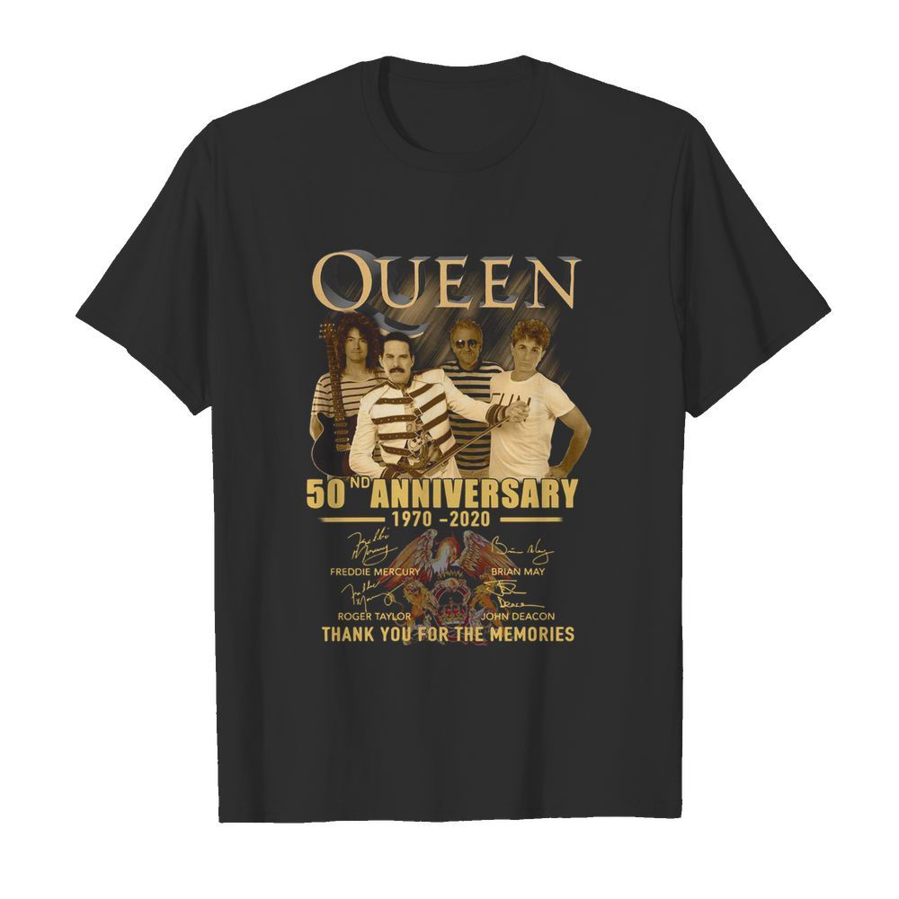 Queen 50nd Anniversary 1970 2020 Thank You For The Memories Signatures  Classic Men's T-shirt