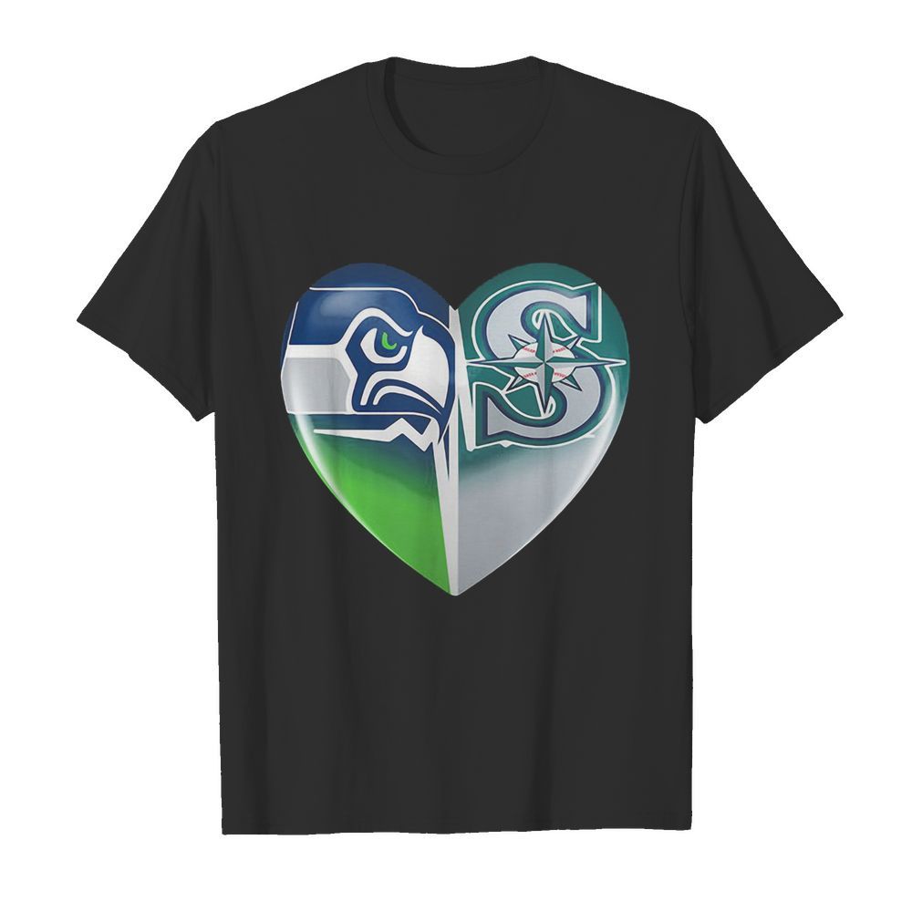 Seattle seahawks and seattle mariners heartbeat heart shirt