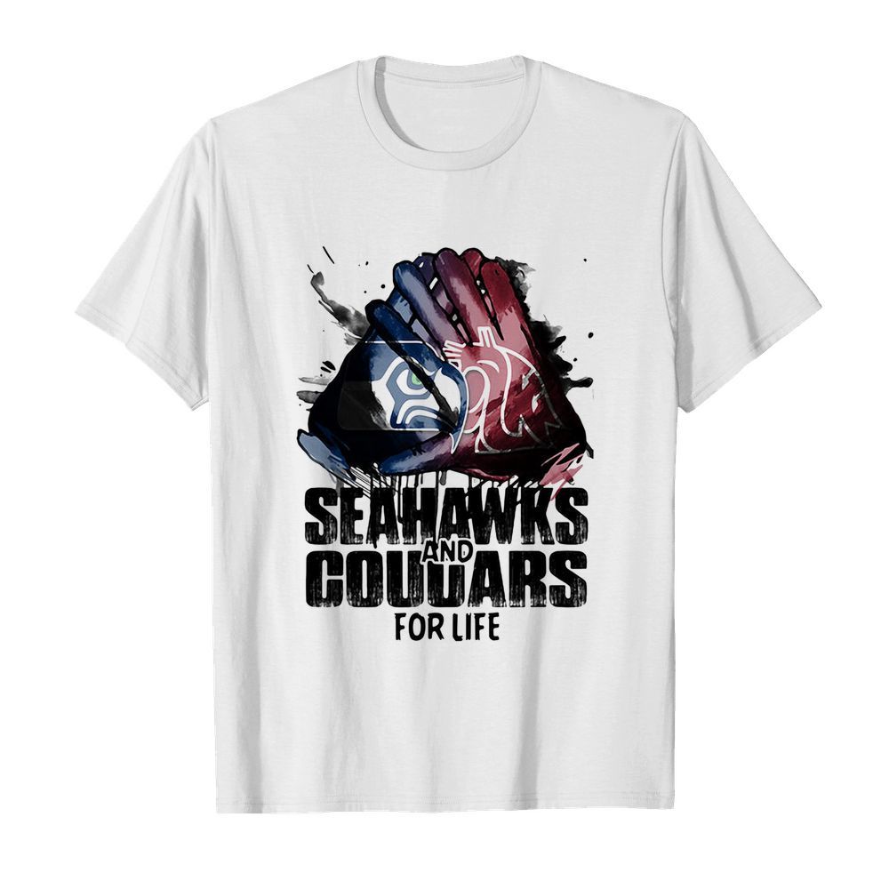 Seattle seahawks and washington state cougars for life art shirt