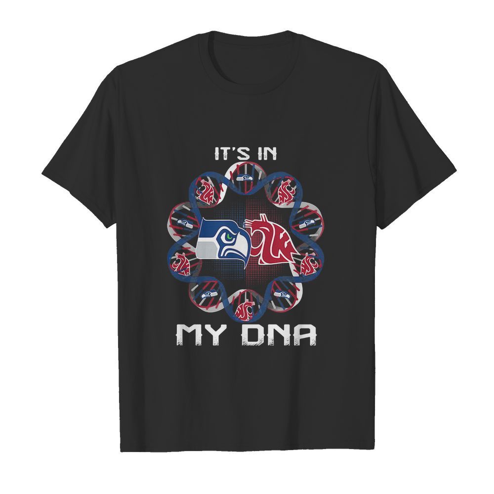 Seattle seahawks and washington state cougars heart it’s in my dna shirt