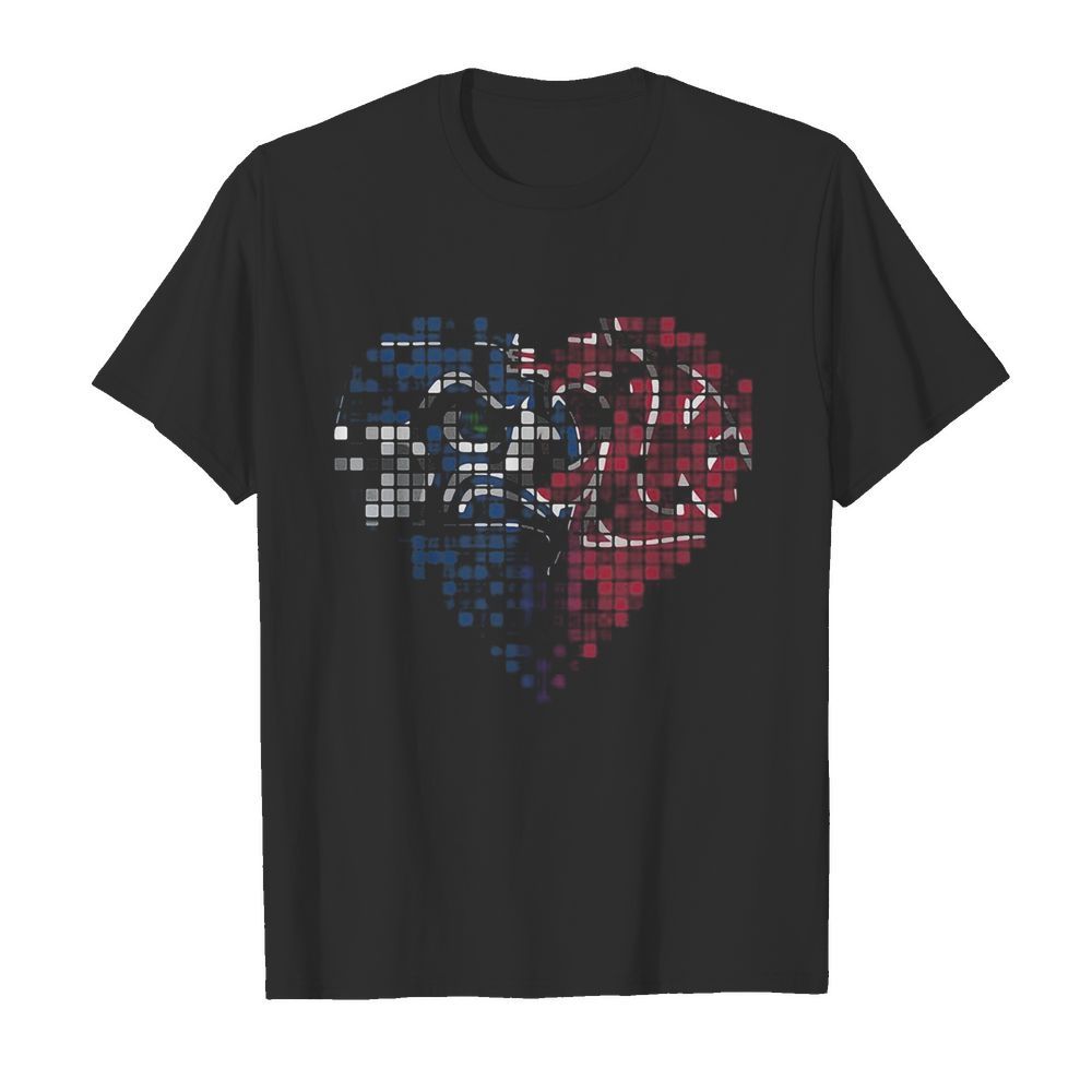 Seattle seahawks and washington state cougars heart puzzle shirt