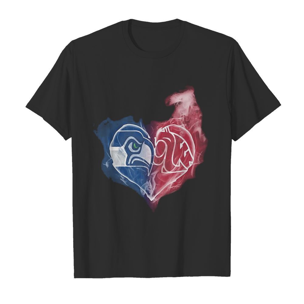 Seattle seahawks and washington state cougars heart smoke shirt