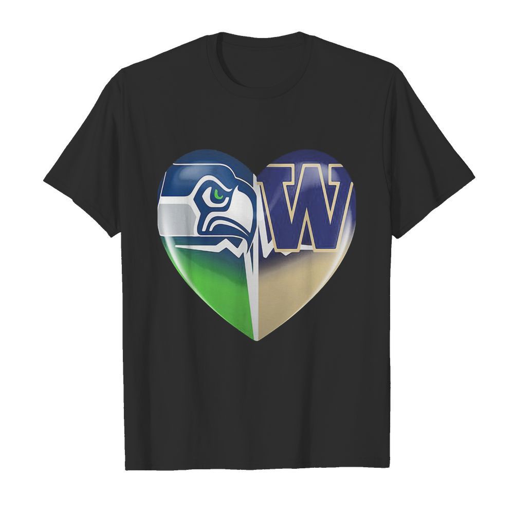 Seattle seahawks and winnipeg blue bombers heart heartbeat shirt