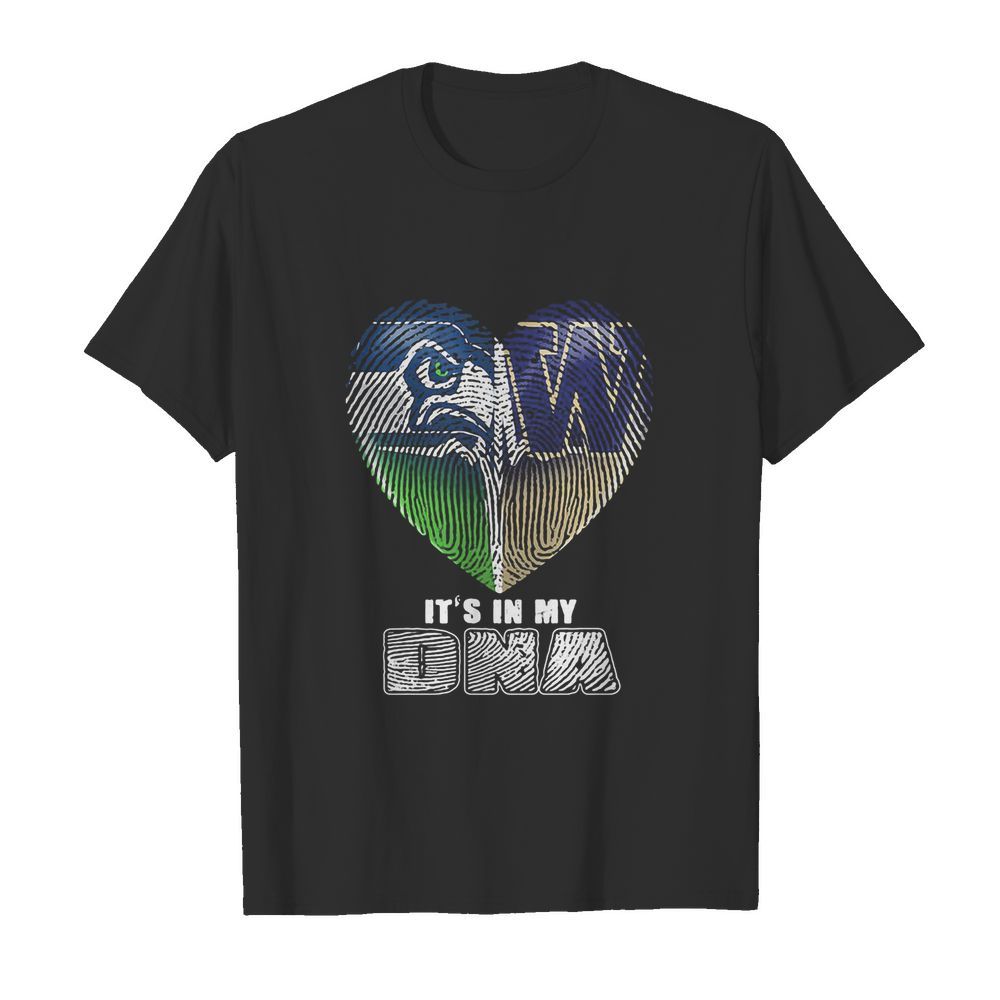 Seattle seahawks and winnipeg blue bombers heart it’s in my dna shirt