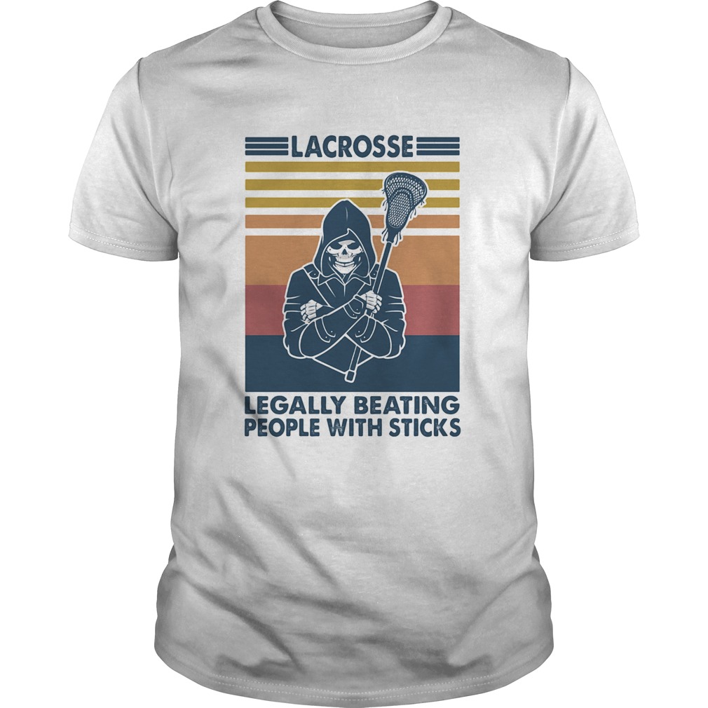 Skeleton lacrosse legally beating people with sticks vintage shirt