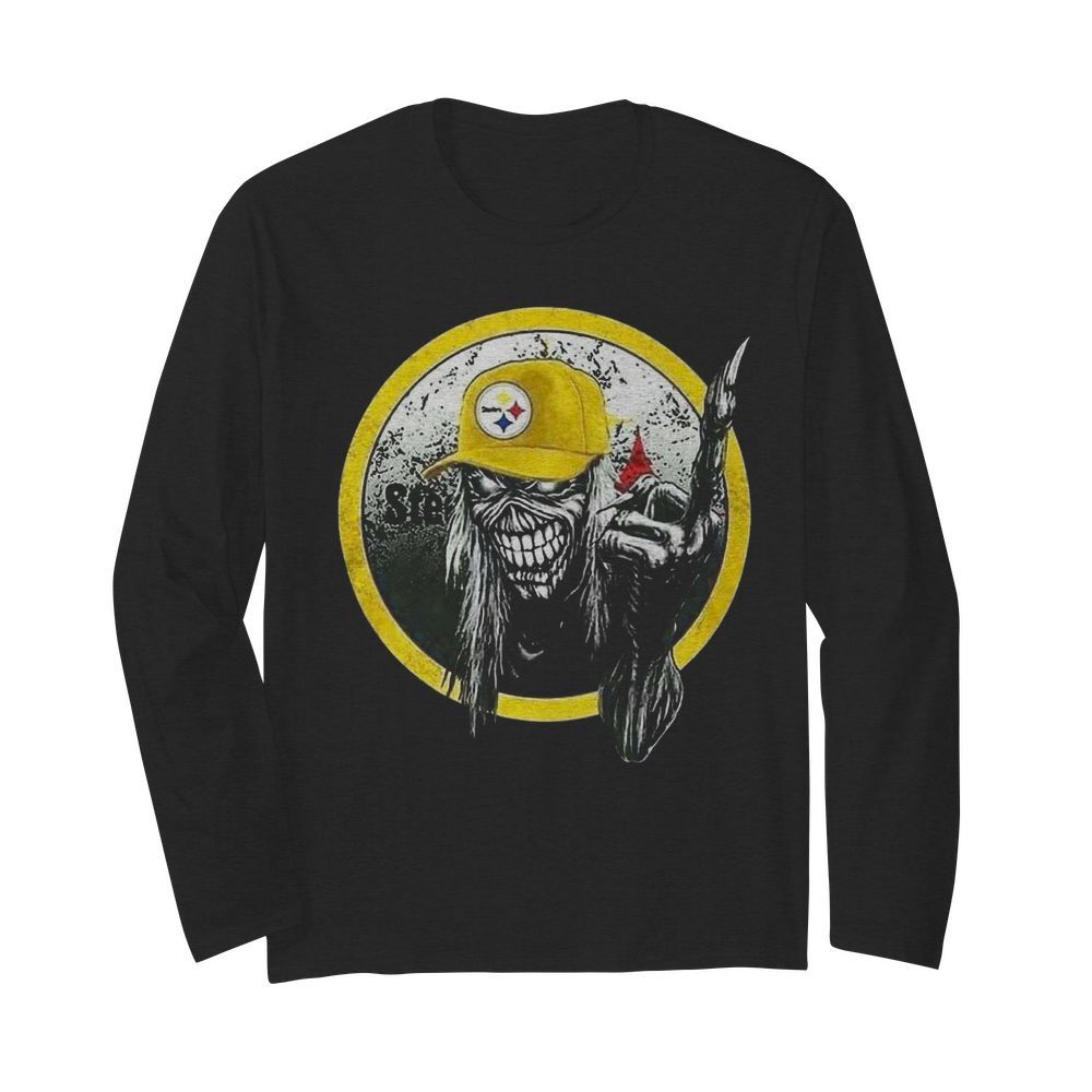 Skull Pittsburgh Steelers  Long Sleeved T-shirt 