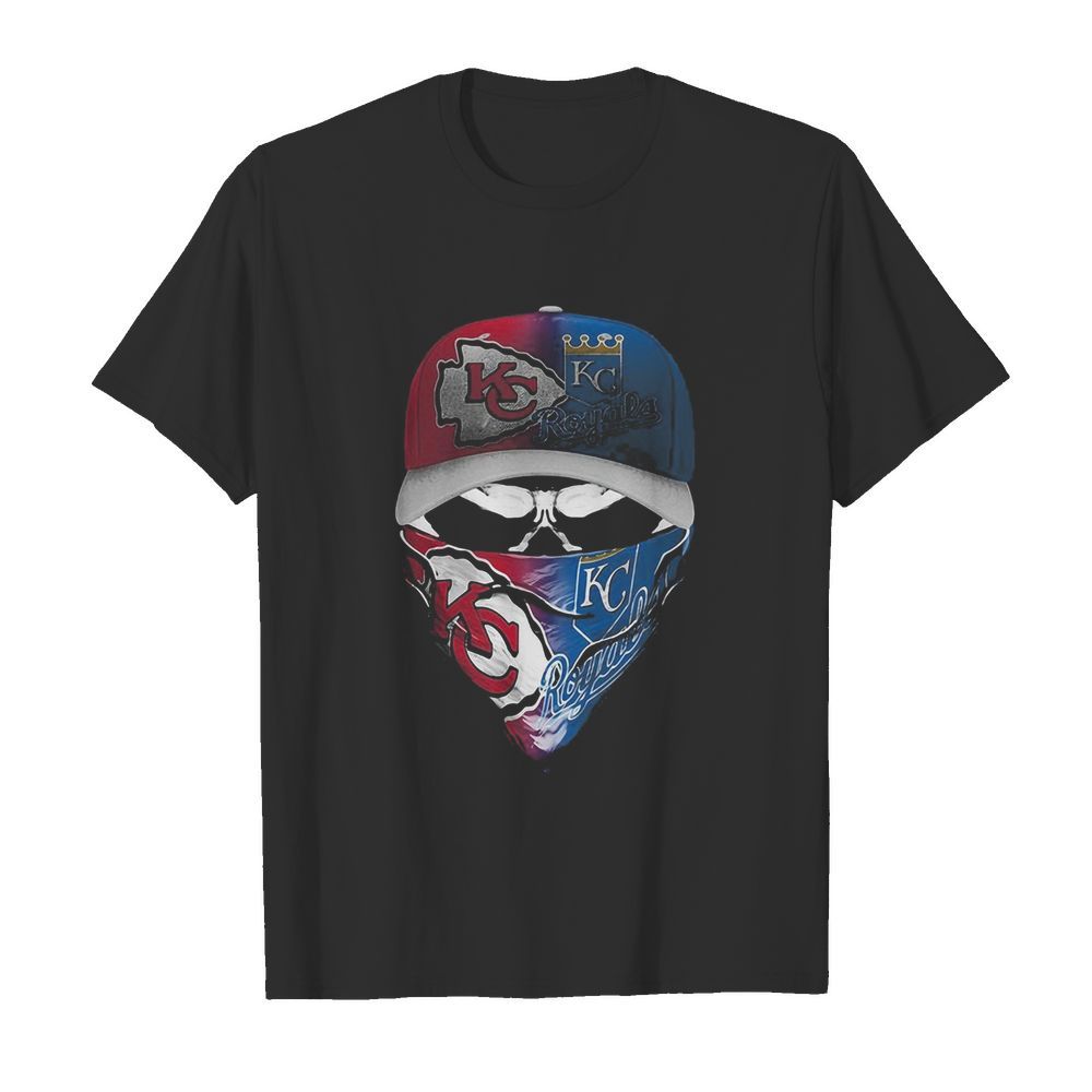 Skull mask kansas city chiefs and kansas city royals shirt