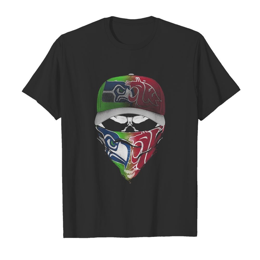 Skull mask seattle seahawks and washington state cougars shirt