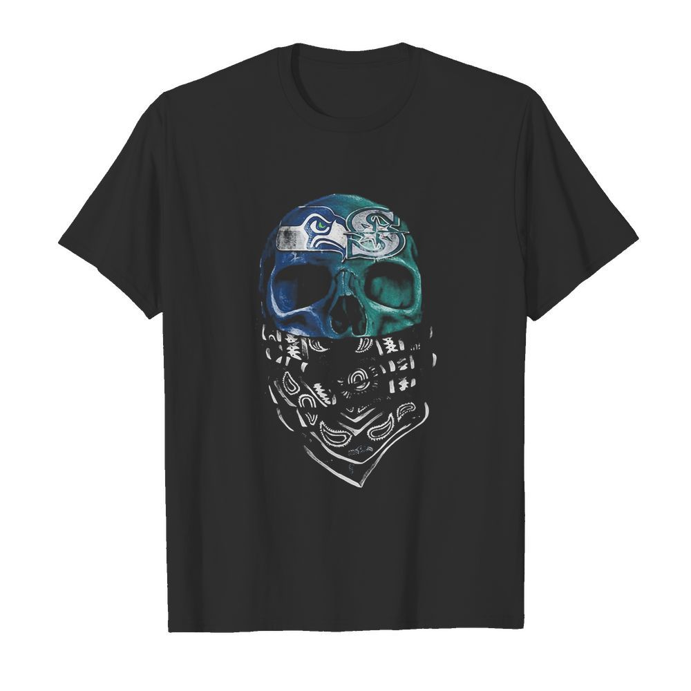 Skull seattle seahawks and seattle mariners shirt