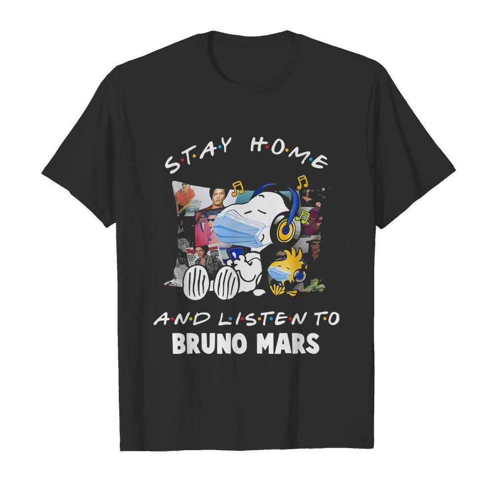 Snoopy wear mask stay home and listen to bruno mars covid-19 shirt