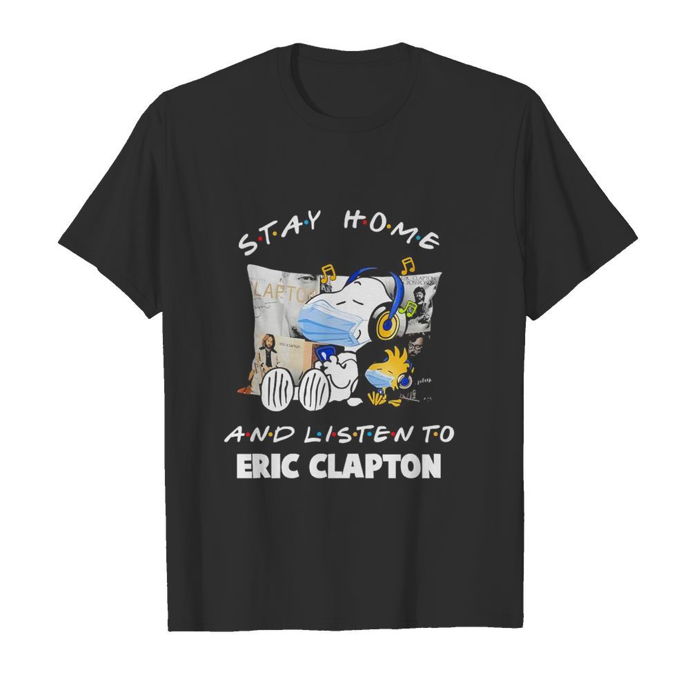 Snoopy wear mask stay home and listen to eric clapton covid-19  Classic Men's T-shirt