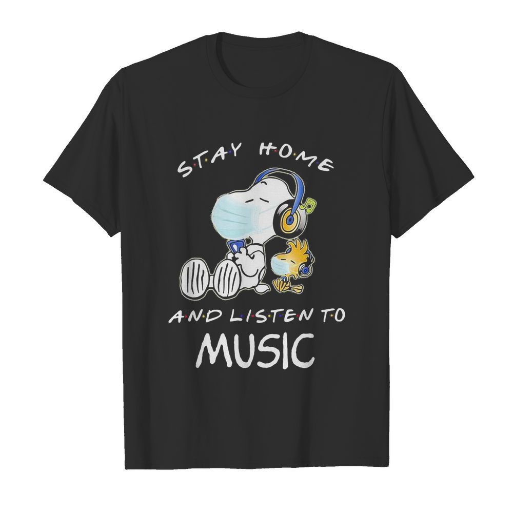 Snoopy wear mask stay home and listen to music covid-19 shirt