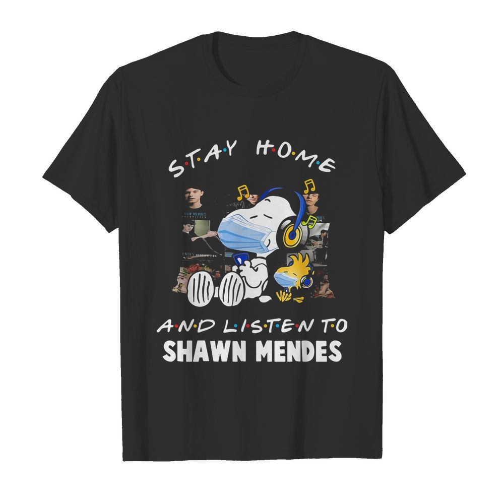 Snoopy wear mask stay home and listen to shawn mendes covid-19 shirt