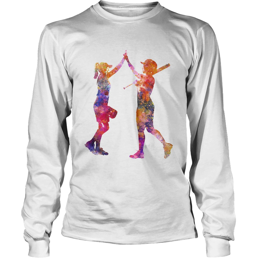 Softball Women Playing Color  Long Sleeve