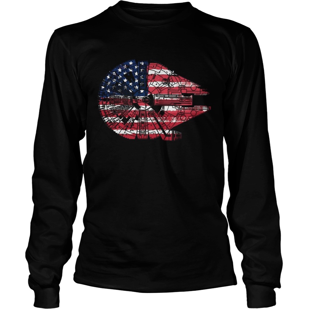 Star Wars The Millennium Falcon American Flag  Long Sleeve