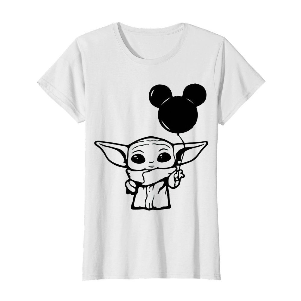 Star wars baby yoda holding balloon mickey mouse  Classic Women's T-shirt