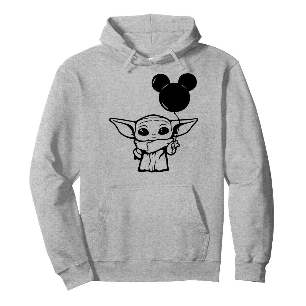 Star wars baby yoda holding balloon mickey mouse  Unisex Hoodie