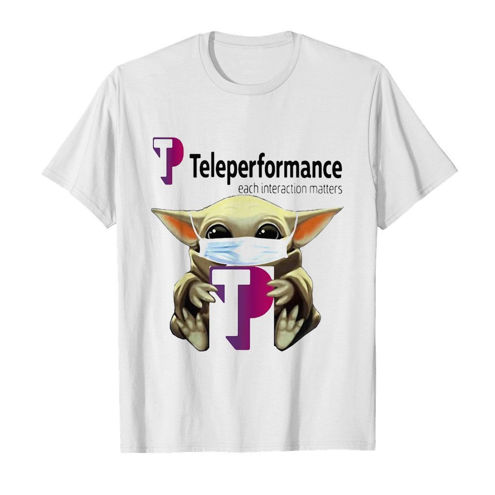 Star wars baby yoda hug teleperformance each interaction matters mask covid-19 shirt