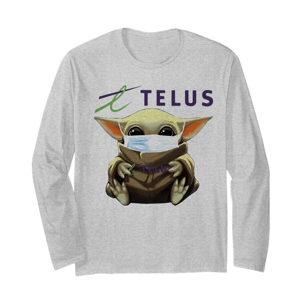 Star wars baby yoda hug telus mask covid-19  Long Sleeved T-shirt 