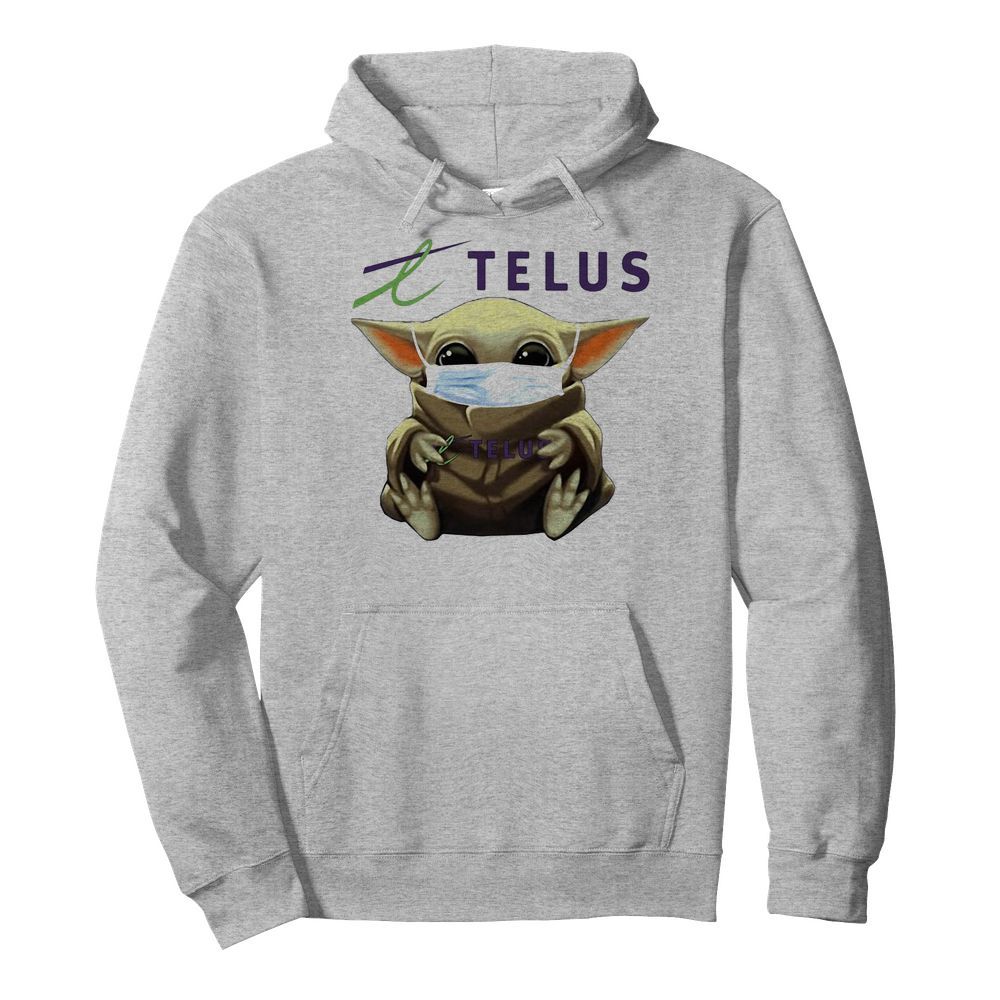 Star wars baby yoda hug telus mask covid-19  Unisex Hoodie