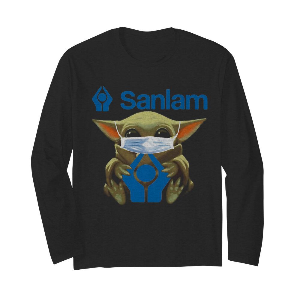 Star wars baby yoda mask hug sanlam  Long Sleeved T-shirt 