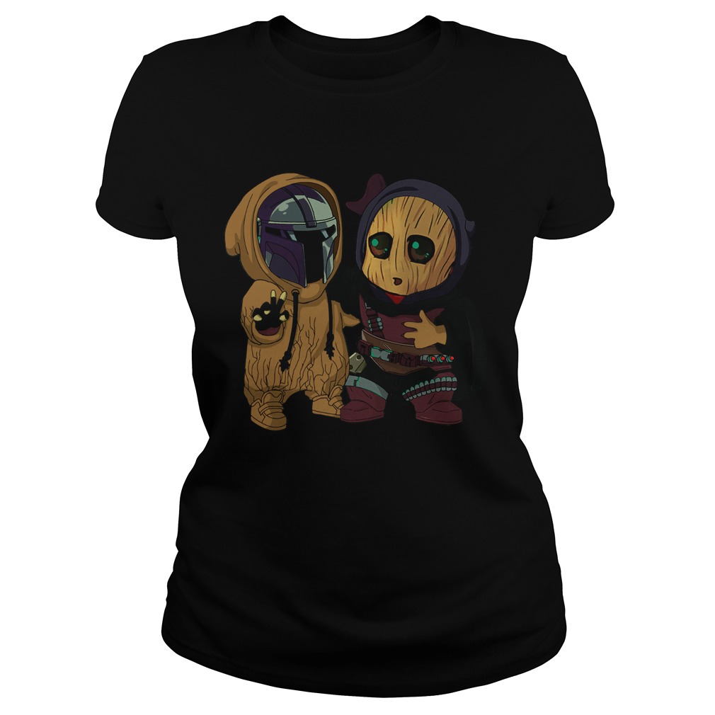 Star wars darth vader and baby groot cartoon  Classic Ladies