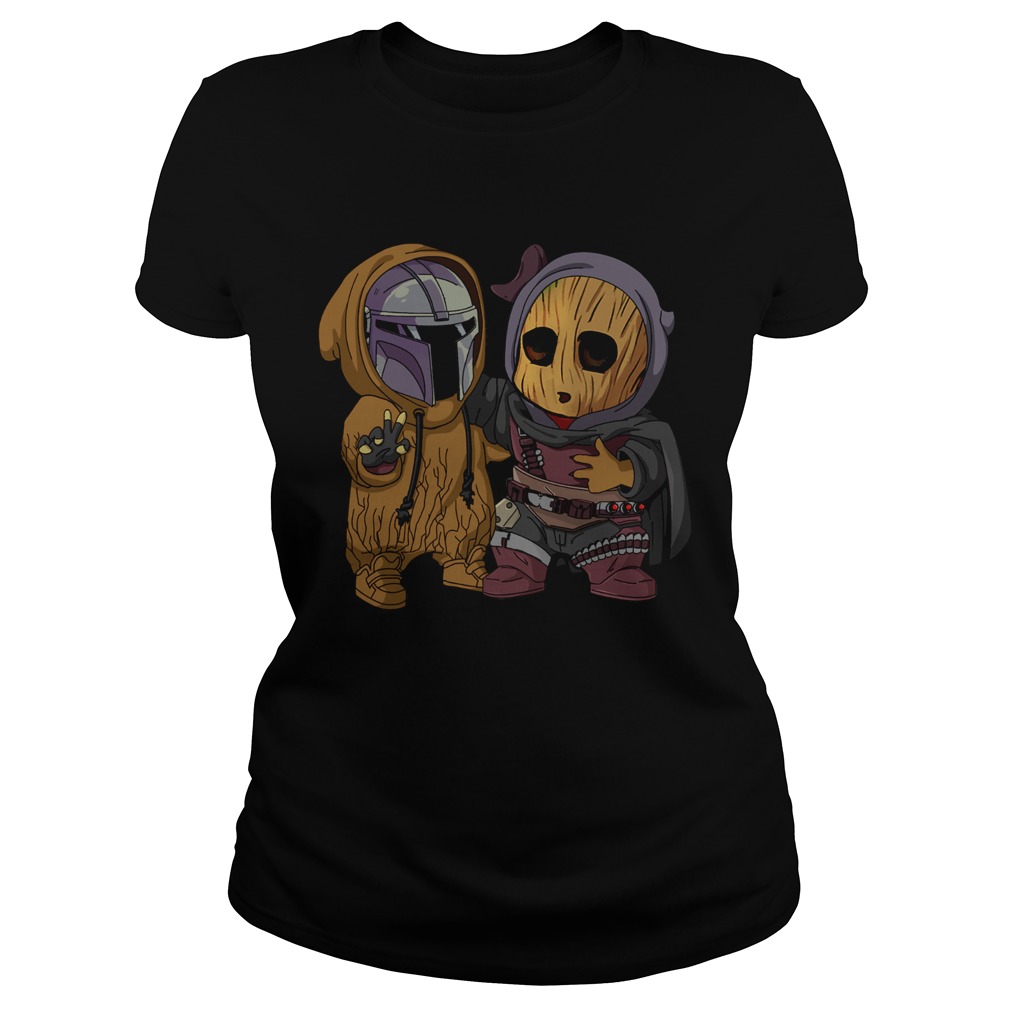 Star wars darth vader and baby groot cartoon  Classic Ladies