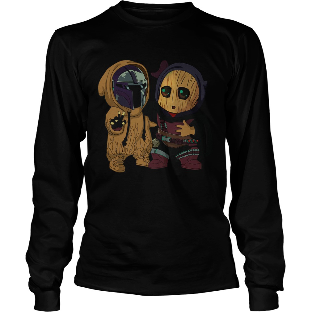 Star wars darth vader and baby groot cartoon  Long Sleeve