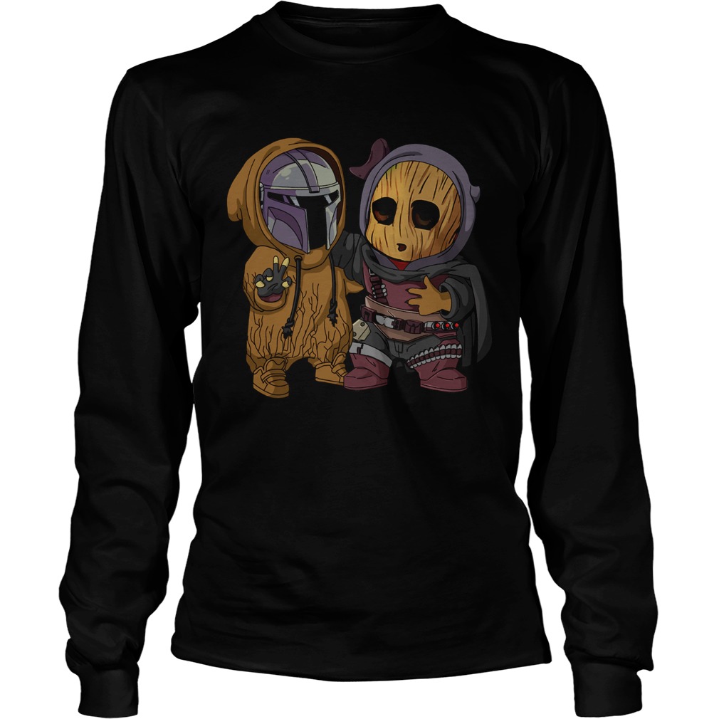 Star wars darth vader and baby groot cartoon  Long Sleeve