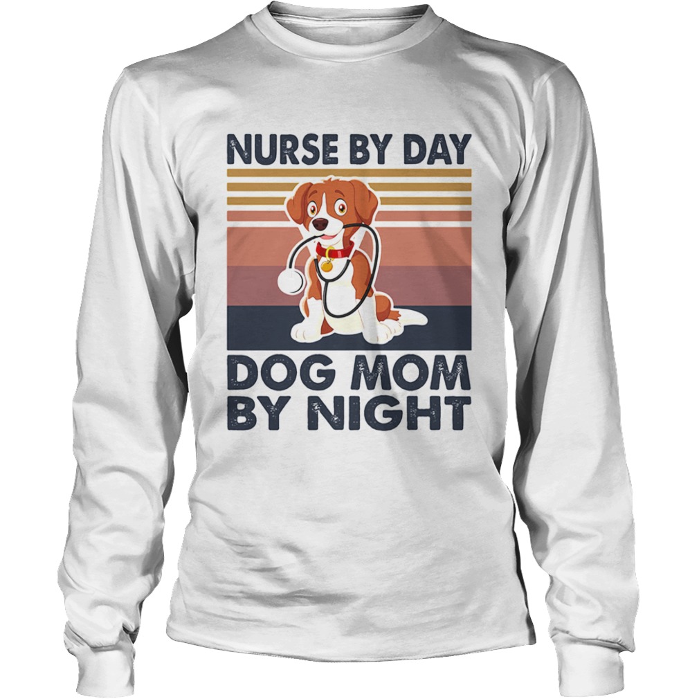 Stethoscope nurse by day dog mom by night vintage  Long Sleeve