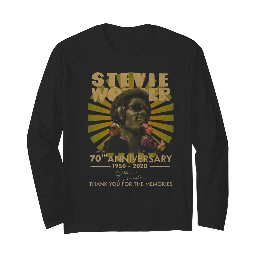 Stevie Wonder 70Th Anniversary 1950 2020 Signature Thank You For The Memories  Long Sleeved T-shirt 