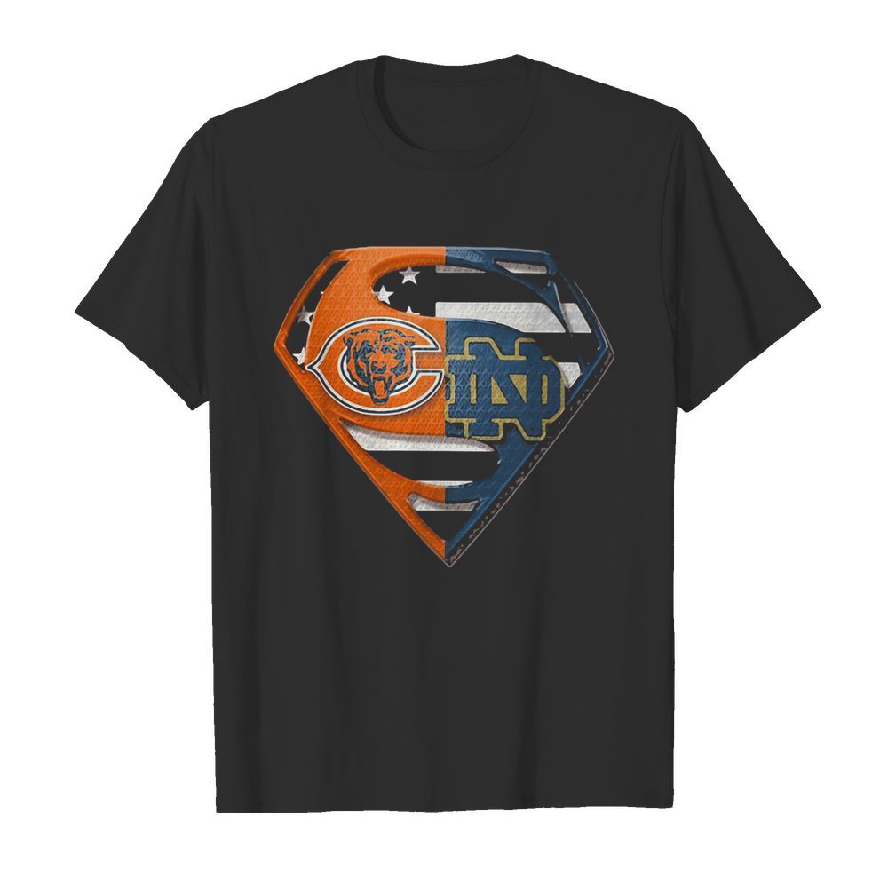 Superhero chicago bears and notre dame diamond american flag independence day shirt