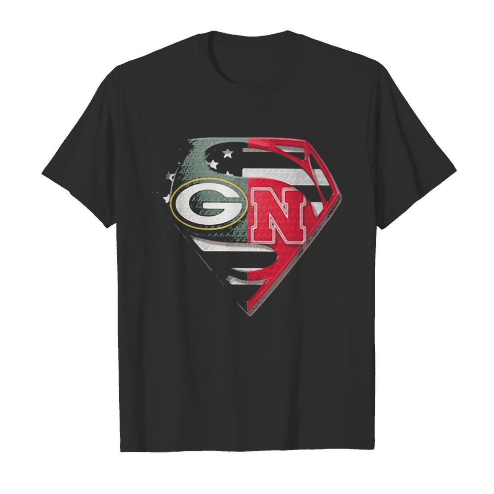 Superhero green bay packers and nebraska cornhuskers diamond american flag independence day  Classic Men's T-shirt