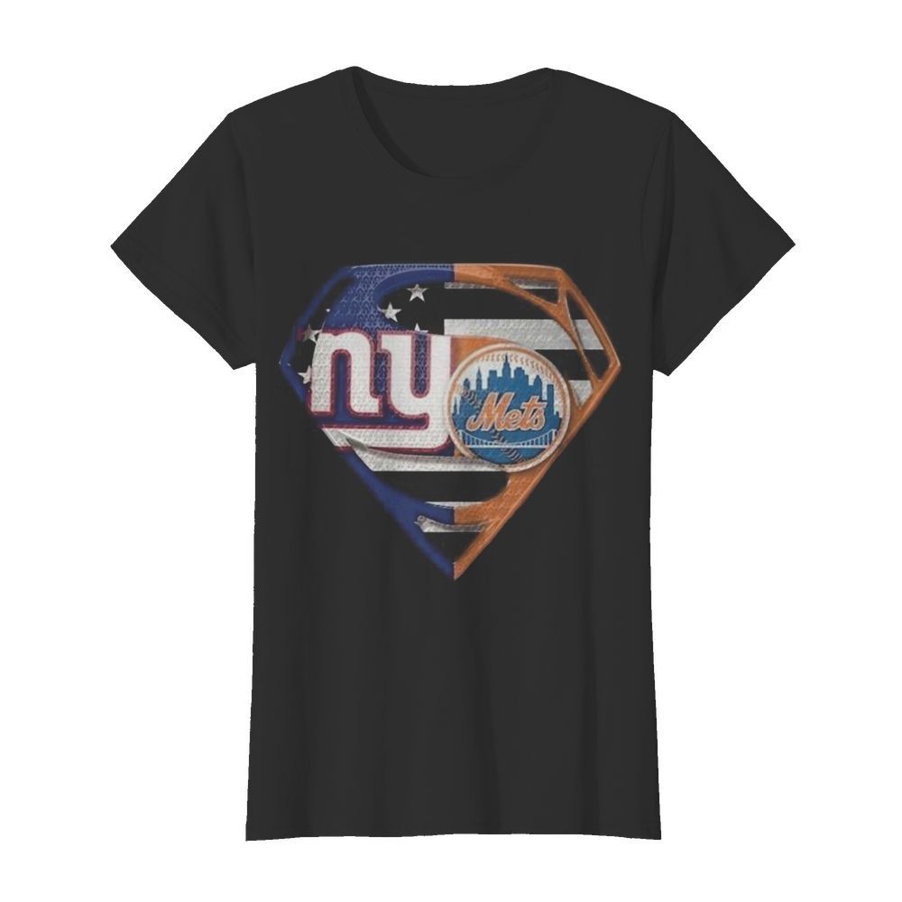 Superhero new york giants vs new york mets diamond american flag  Classic Women's T-shirt