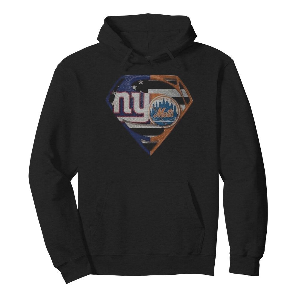 Superhero new york giants vs new york mets diamond american flag  Unisex Hoodie