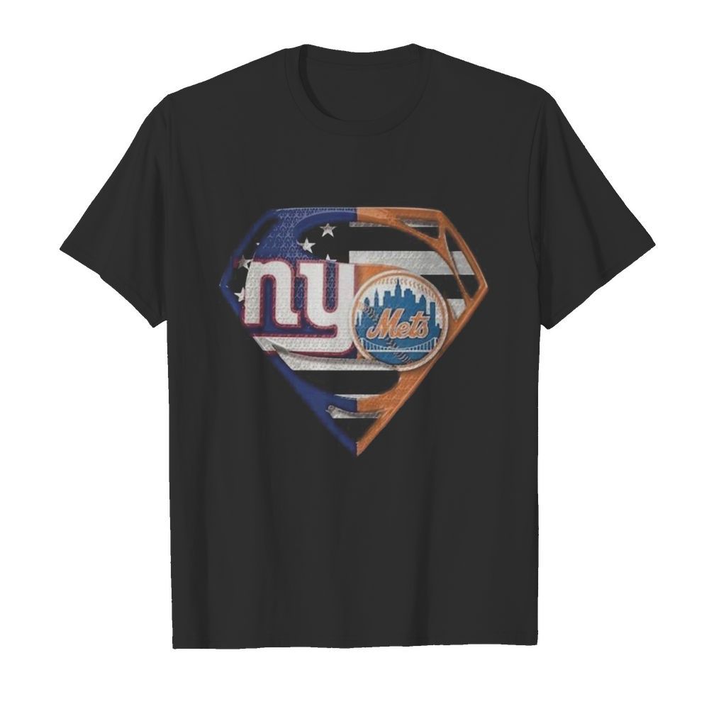 Superhero new york giants vs new york mets diamond american flag  Classic Men's T-shirt