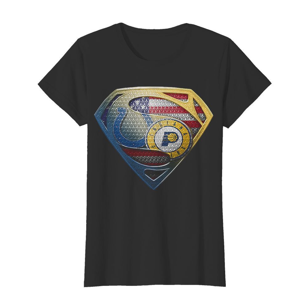 Superman Boise State And Indiana Pacers American Flag Independence Day  Classic Women's T-shirt