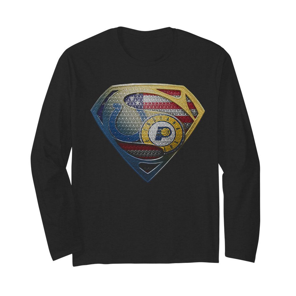 Superman Boise State And Indiana Pacers American Flag Independence Day  Long Sleeved T-shirt 