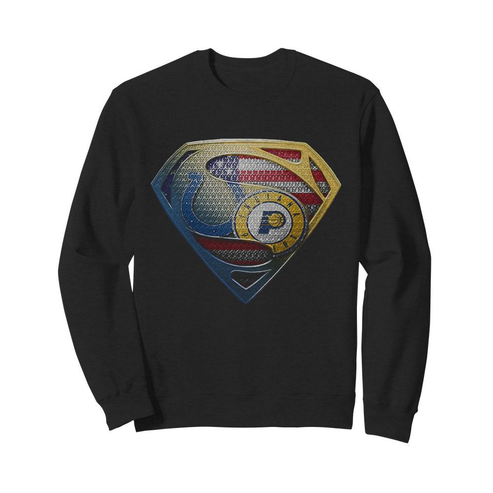 Superman Boise State And Indiana Pacers American Flag Independence Day  Unisex Sweatshirt