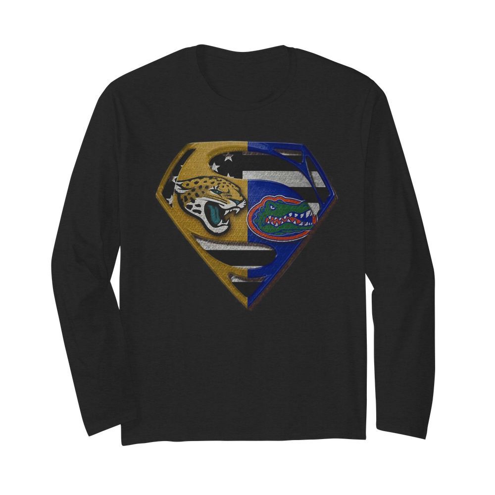 Superman Jacksonville Jaguars And Florida Gators  Long Sleeved T-shirt 