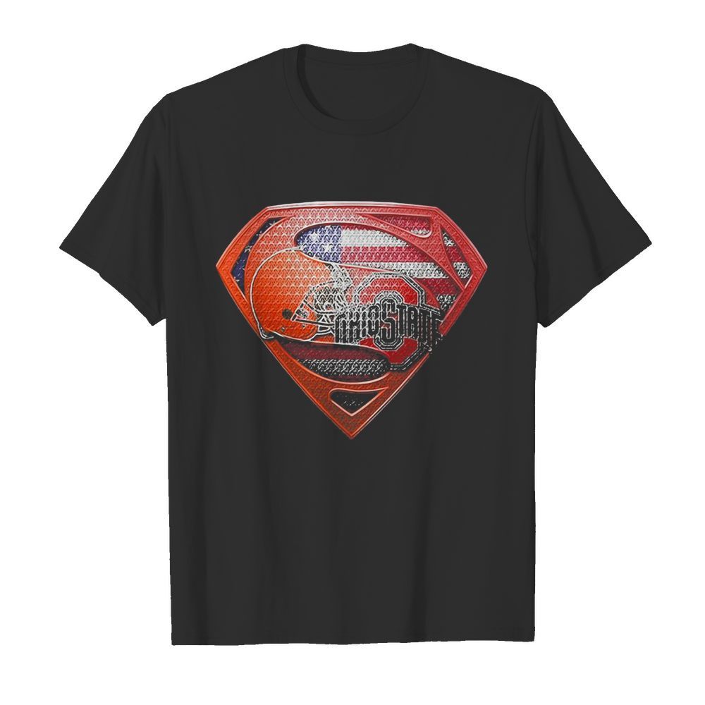 Superman cleveland browns and cleveland indians american flag independence day shirt