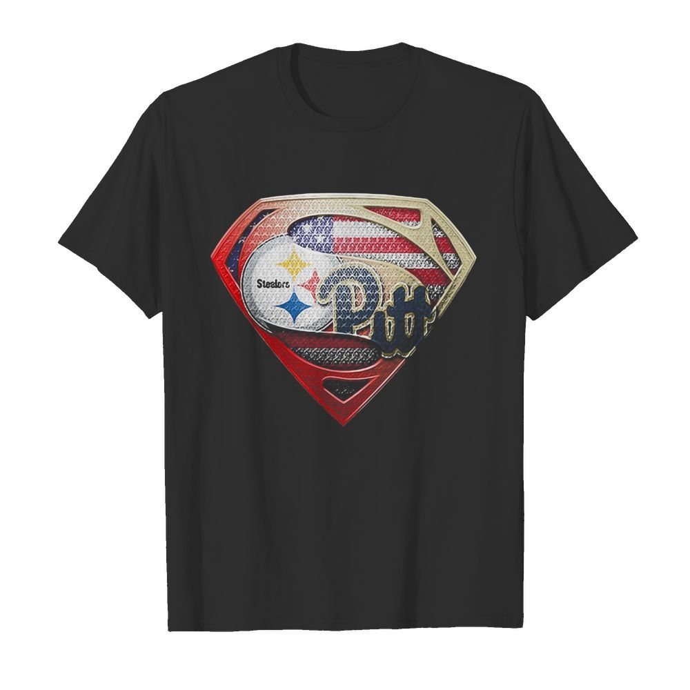 Superman pittsburgh steelers vs pittsburgh penguins american flag independence day shirt