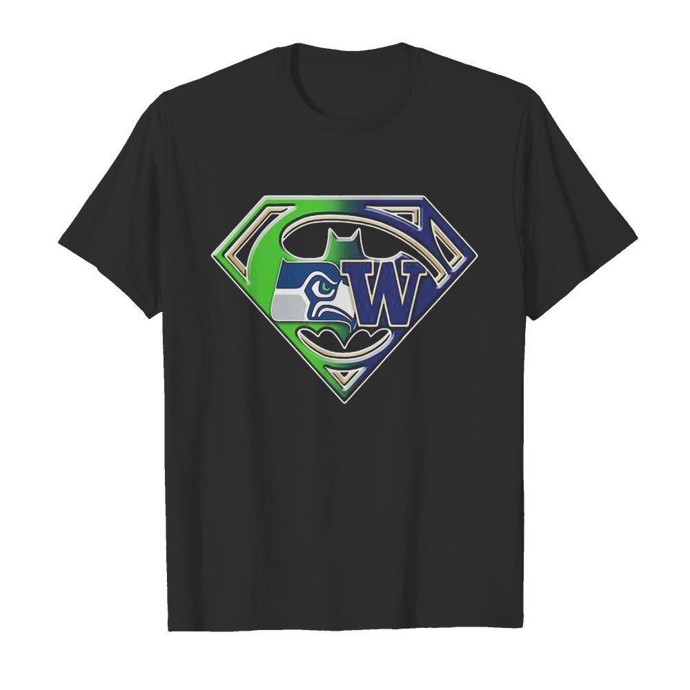 Superman seattle seahawks and washington huskies shirt