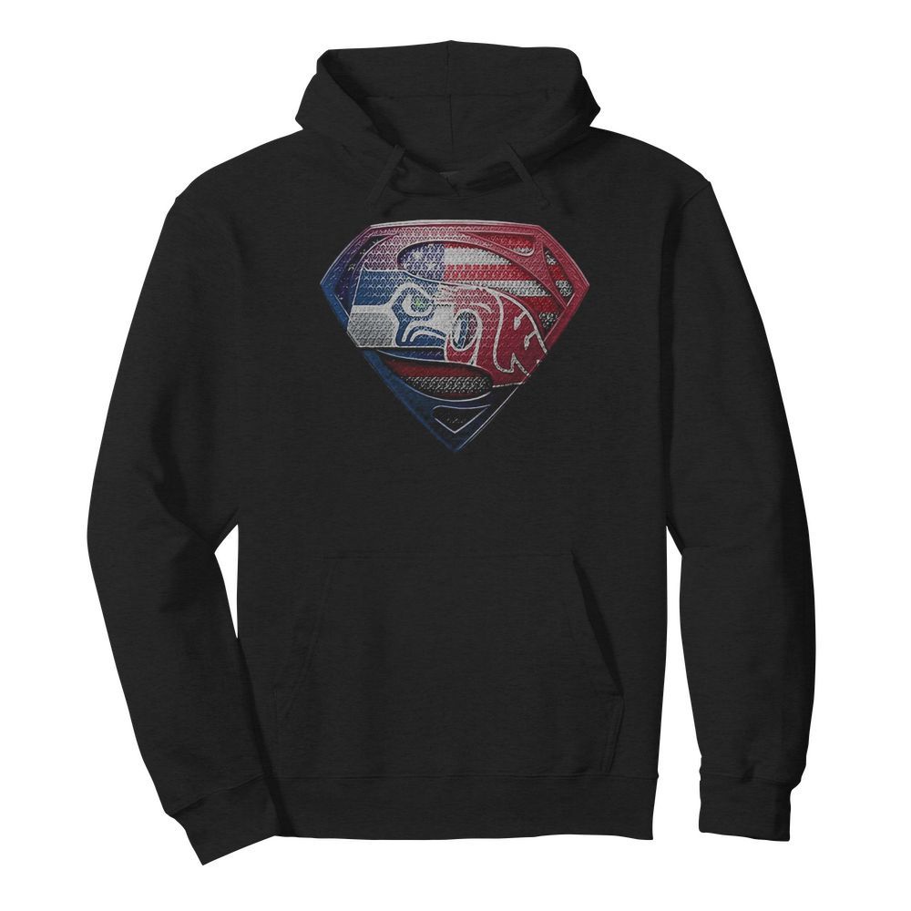 Superman seattle seahawks and washington state cougars american flag independence day  Unisex Hoodie