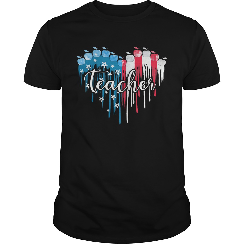 Teacher heart American flag veteran Independence Day  Unisex