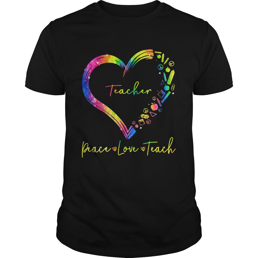 Teacher peace love teach heart shirt