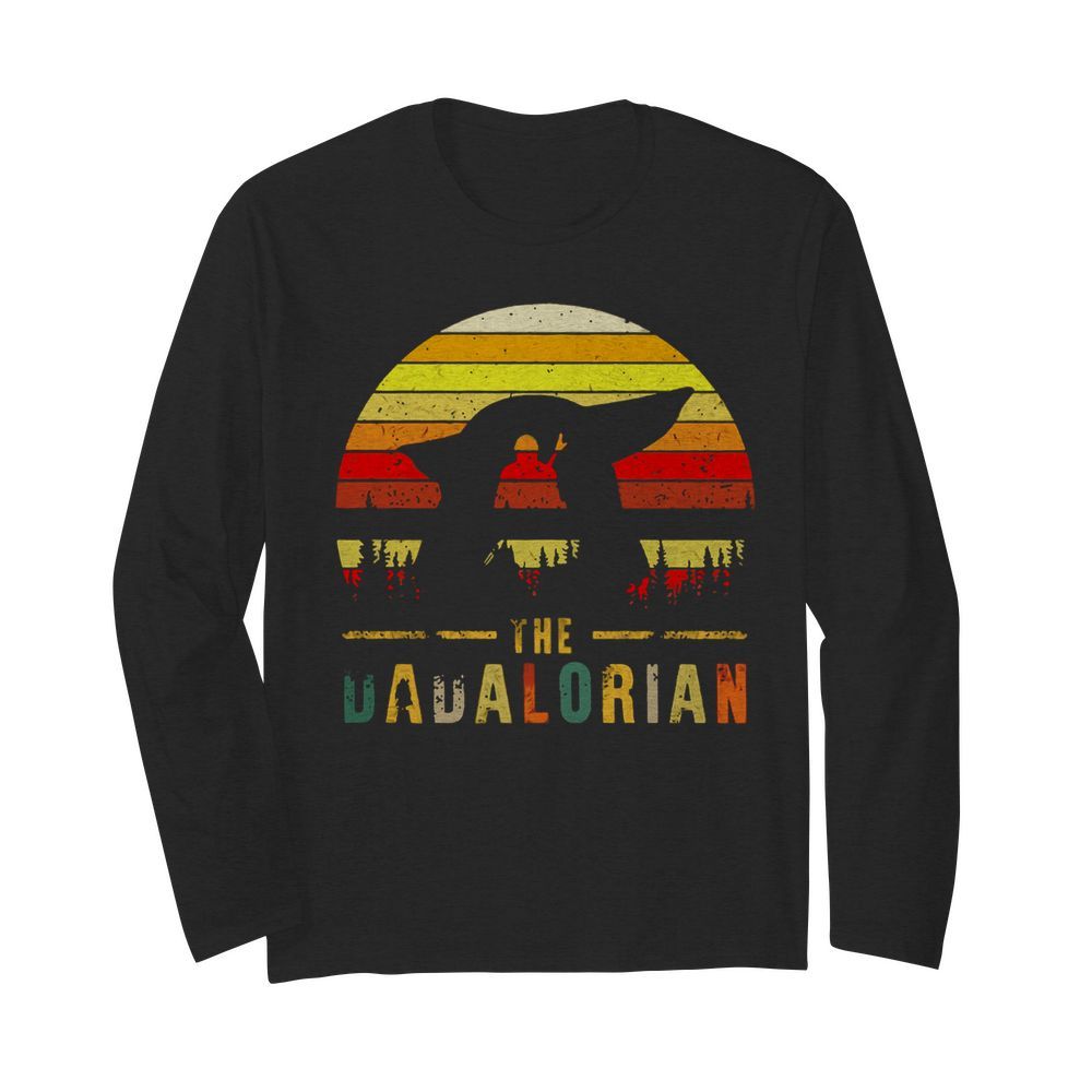 The Dadalorian Definition Father’s Day Vintage Sunset  Long Sleeved T-shirt 